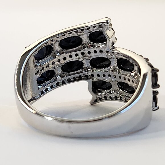 VTG NIB 925 Black Spinel ByPass "Hauntingly Glam" Ring 8.89ctw - Picture 8 of 11